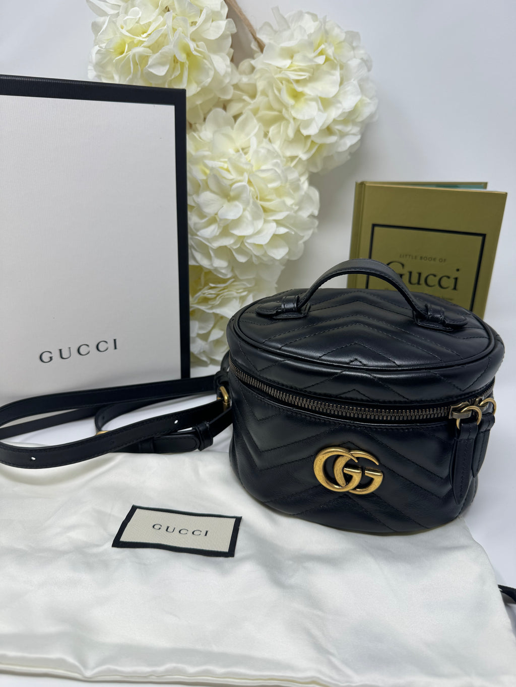 gucci mini marmont backpack GUCCI Black Quilted Leather Marmont Mini Round Backpack Bag – Luxe Vintage  Closest