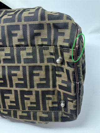 Fendi Tobacco Zucca Leather and Canvas Duffel Bag