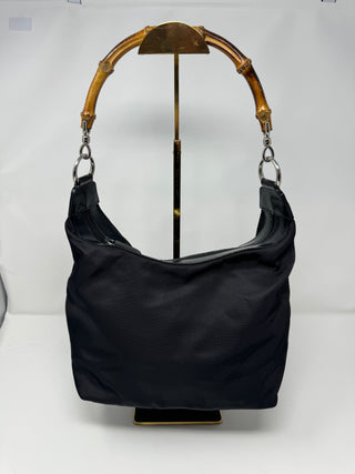 Gucci Authentic Women's Black Shoulder Bag with Bamboo Handle