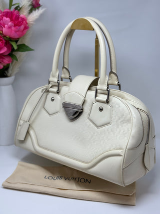 Louis Vuitton White Epi Leather Bowling Montaigne GM Bag