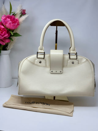 Louis Vuitton White Epi Leather Bowling Montaigne GM Bag