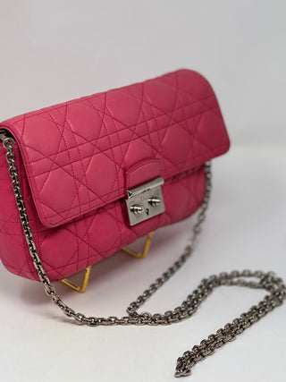 CHRISTIAN DIOR Pink Miss Dior Cannage Lambskin Flap SHW Crossbody Bag