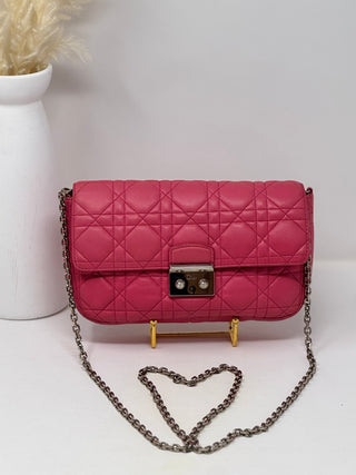 CHRISTIAN DIOR Pink Miss Dior Cannage Lambskin Flap SHW Crossbody Bag