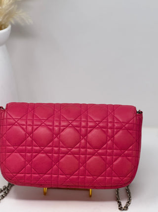 CHRISTIAN DIOR Pink Miss Dior Cannage Lambskin Flap SHW Crossbody Bag