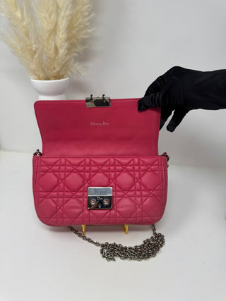 CHRISTIAN DIOR Pink Miss Dior Cannage Lambskin Flap SHW Crossbody Bag