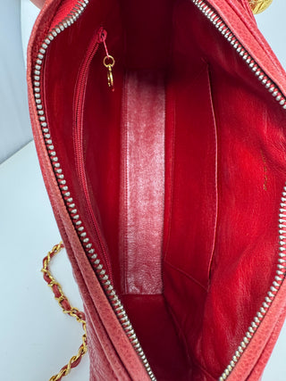 Red CHANEL Caviar Camera Bag 24 Gold plated hardware crossbody bag