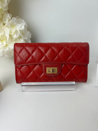 Chanel Reissue Red Flap Quilted Aged Calfskin long Wallet