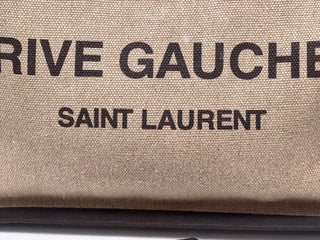 SAINT LAURENT Linen Calfskin Rive Gauche Tote Natural