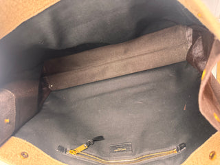 SAINT LAURENT Linen Calfskin Rive Gauche Tote Natural