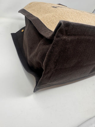 SAINT LAURENT Linen Calfskin Rive Gauche Tote Natural