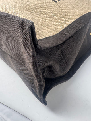 SAINT LAURENT Linen Calfskin Rive Gauche Tote Natural