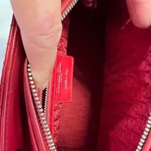 Christian Dior Medium Lady Red Bag Cannage Lambskin Lady Dior